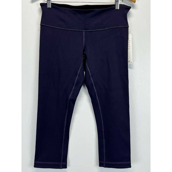 Womens Lululemon Wonder Under Reversible Capri Leggings Pants Sz 10 NWT Blue